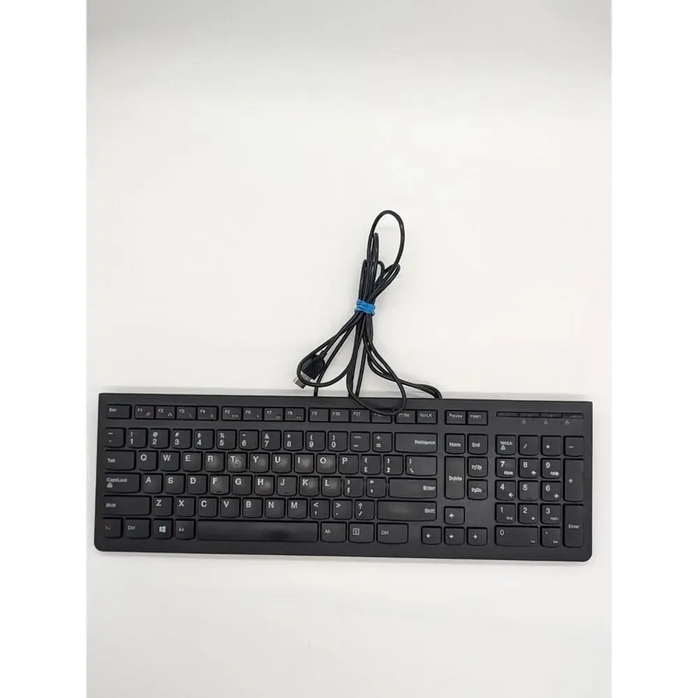 Lenovo KB4721 USB Low Profile Keyboard Full Size Wired Black - Tested & Working